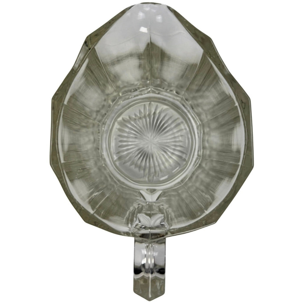 1930s Hazel Atlas Pillar Optic Clear Glass Water Milk Pitcher 6.5”