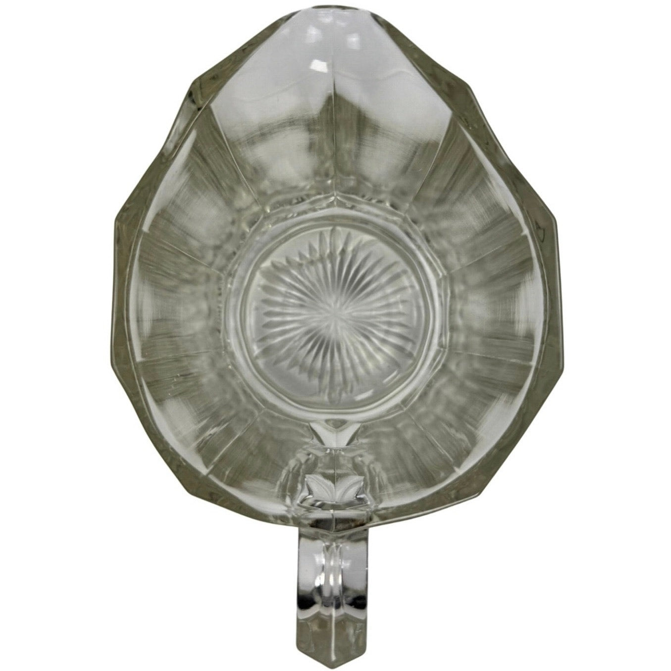 1930s Hazel Atlas Pillar Optic Clear Glass Water Milk Pitcher 6.5”