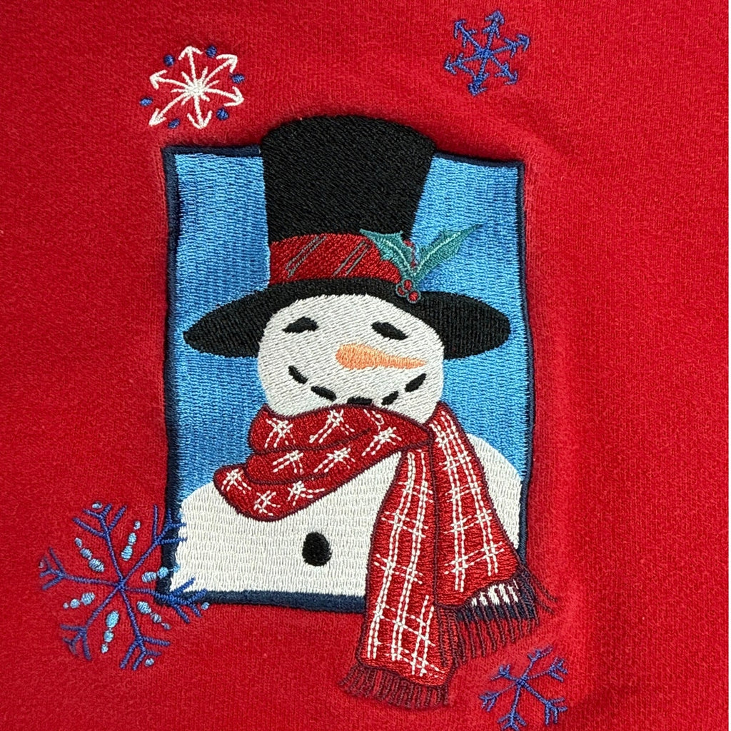 Vintage 80s Classic Elements Red Snowman Christmas Sweatshirt Womens 16–18W