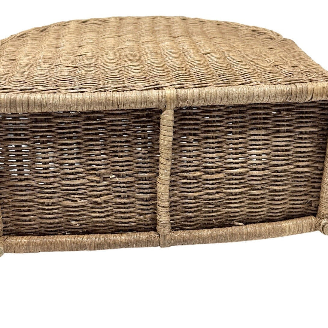 Vintage 80s French Country Wicker Basket Magazine Holder Basket Apple Accent