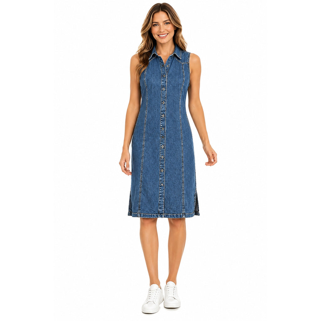 Jessie Jeans Denim Shirt Dress Button Front Tie Back Women's Medium