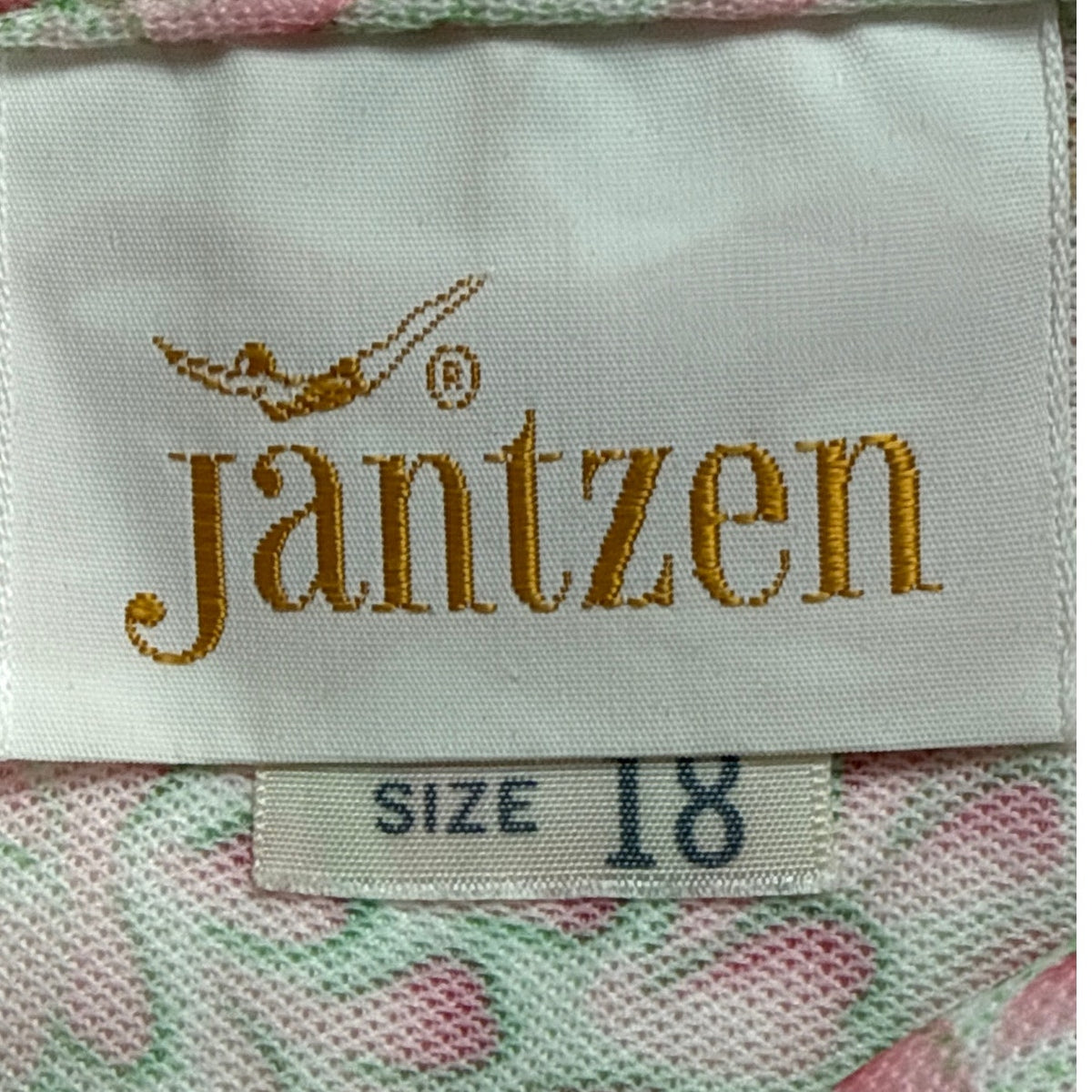 Vintage 70s Jantzen Pink Green Floral Long Sleeve Blouse Women's Medium