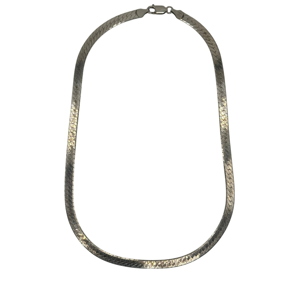 Vintage 925 Italy Sterling Silver Herringbone Chain Necklace 18" 28g 5mm
