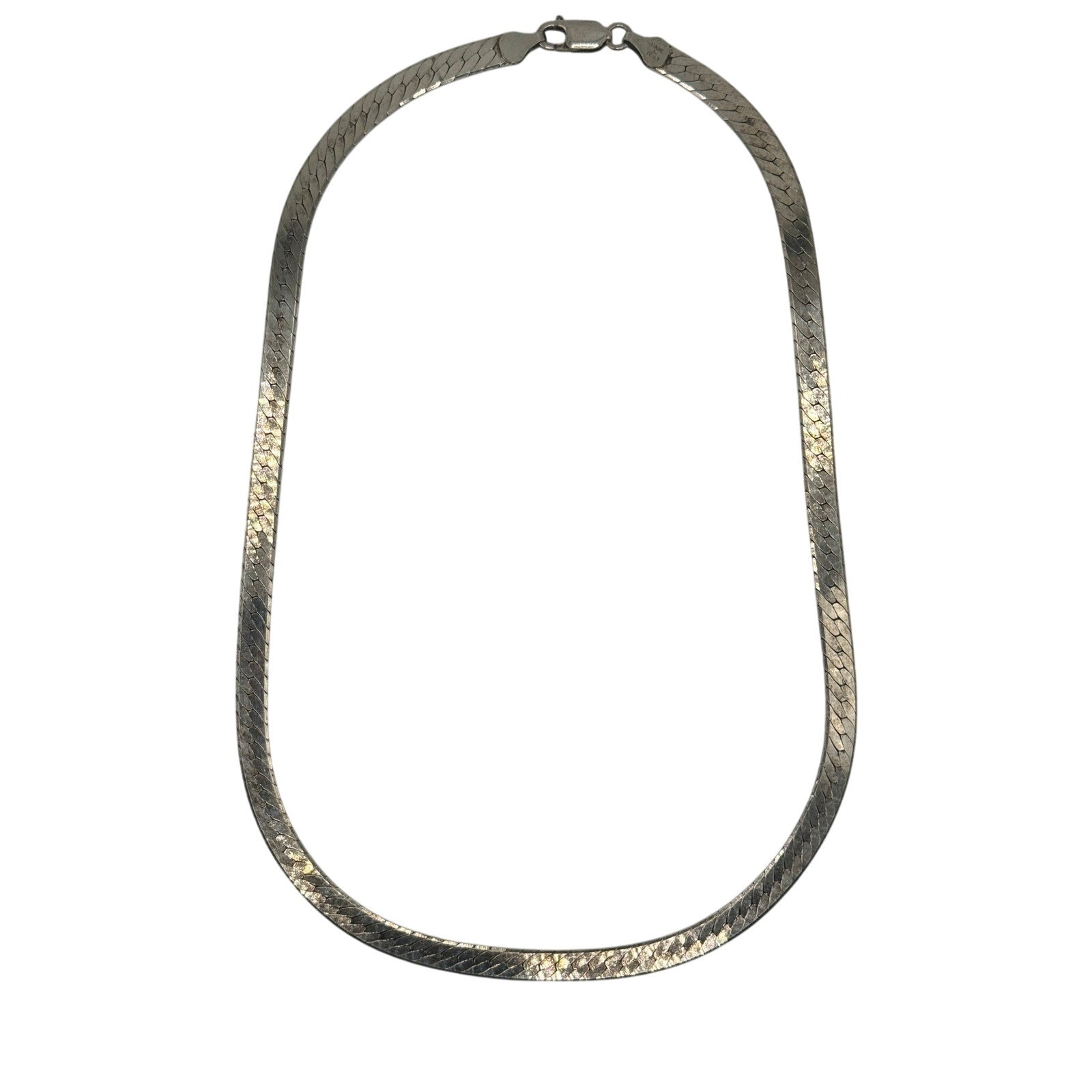 Vintage 925 Italy Sterling Silver Herringbone Chain Necklace 18" 28g 5mm