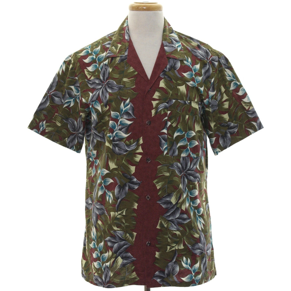 Vintage 80s Hawaii Blues Mens Medium Hawaiian Shirt Red Tropical Cotton Blend