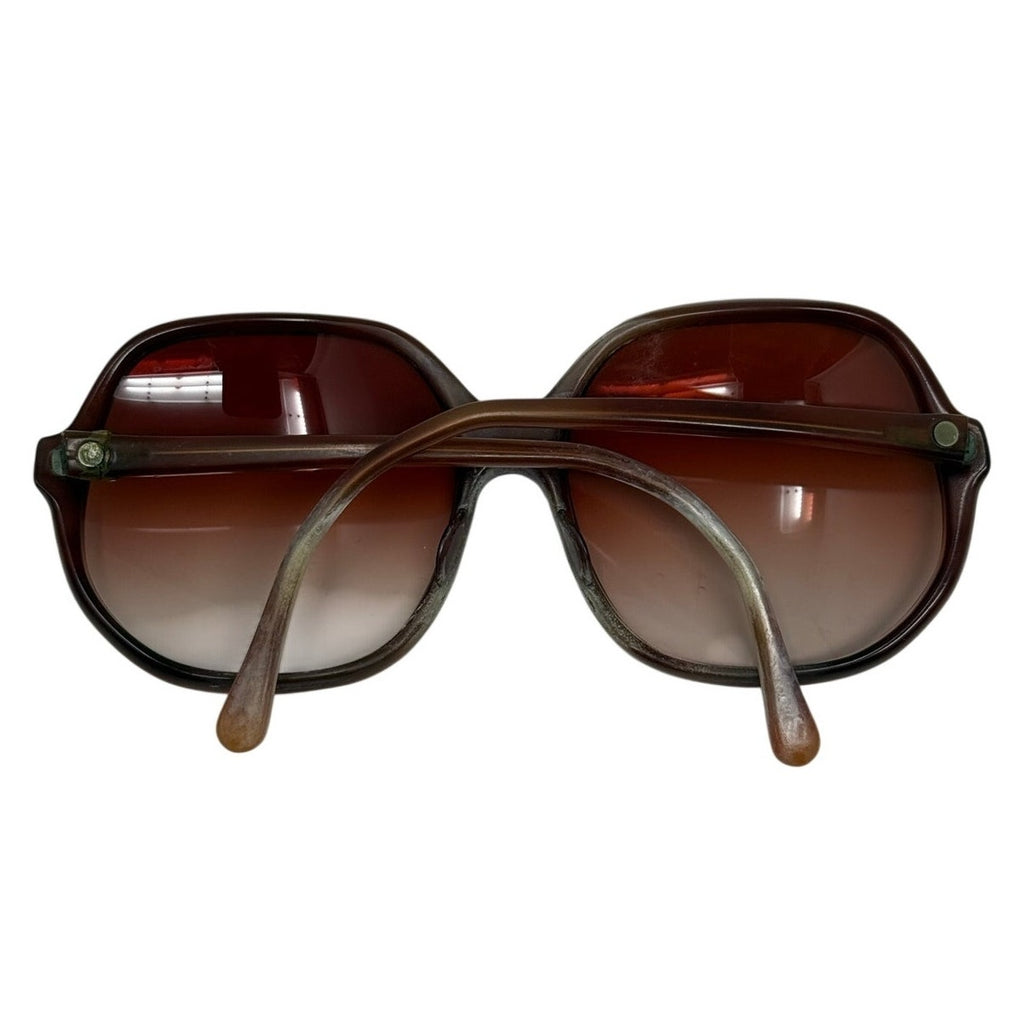 Vintage 80s Women's Oversized Brown Gradient Sunglasses Retro Fashion Shades