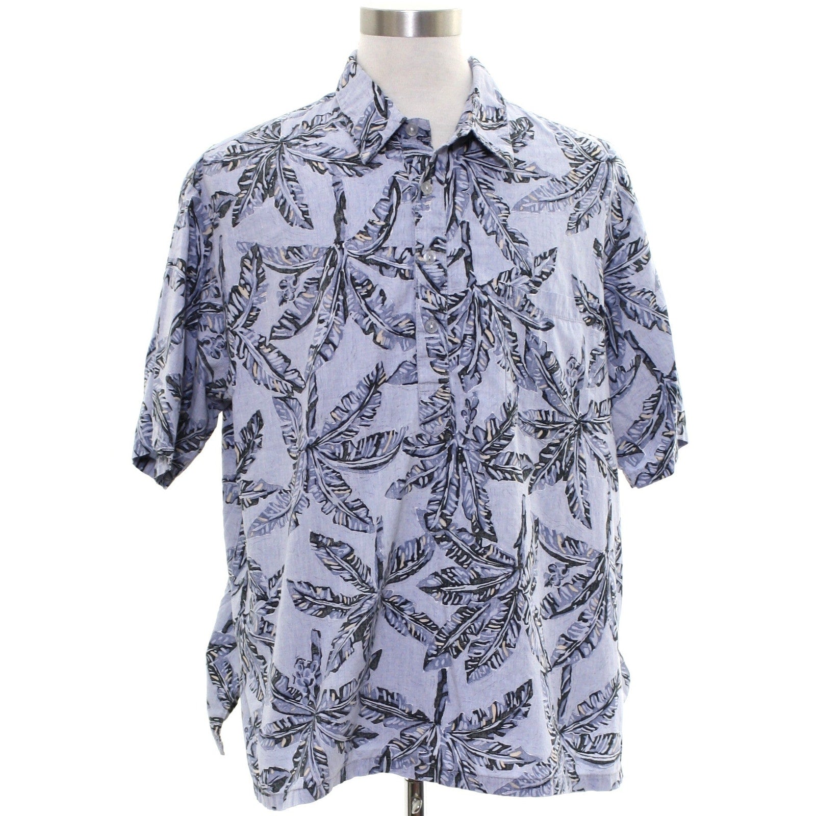 Vintage 80s Malihini Hawaii Men’s XL Blue Reverse Print Aloha Shirt