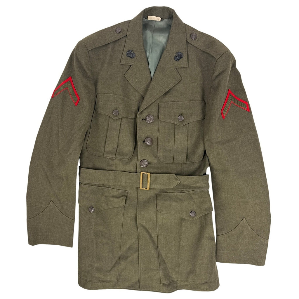 Vintage 80s USMC Olive Green Wool Service Alpha Uniform Suit Men’s 38