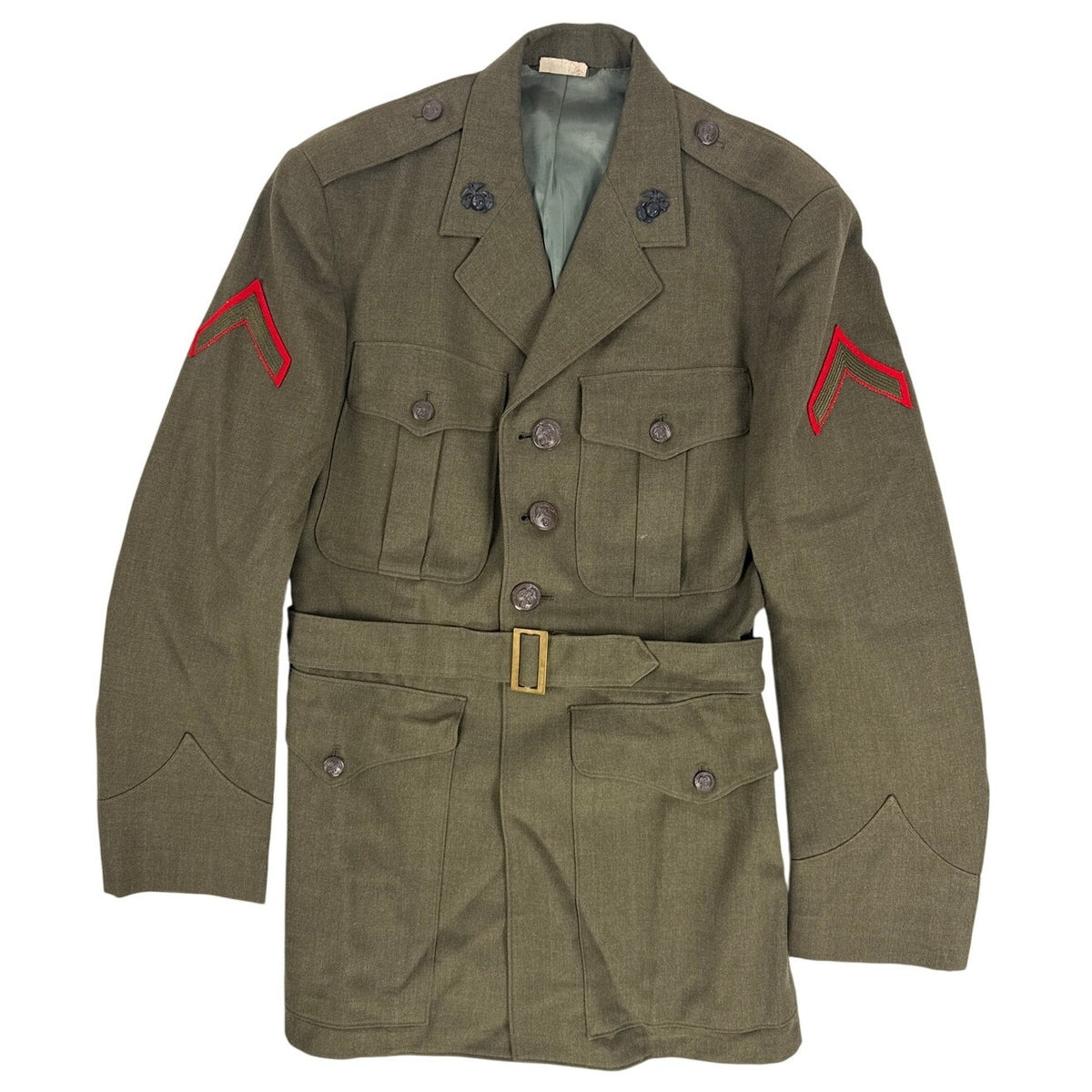Vintage 80s USMC Olive Green Wool Service Alpha Uniform Suit Men’s 38