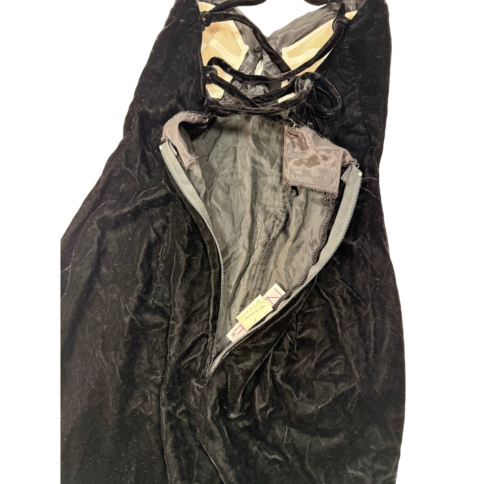 Vintage 90s Nadine Black Velvet Maxi Formal Dress Women’s Juniors 3