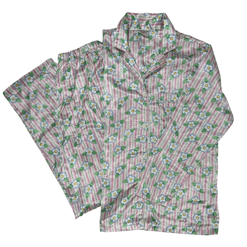 Vintage 90s Mary Engelbreit Pajama Set Women's Small Floral Stripe Sleepwear