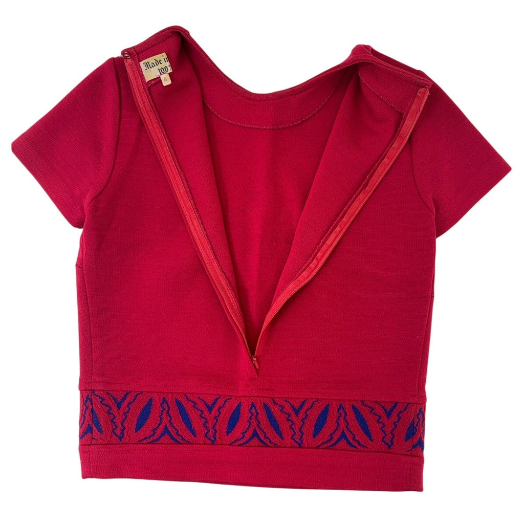 Vintage 60s Women's 8 Couture Imports Red Wool Belgium Knit 3 Pc Skirt Suit Set