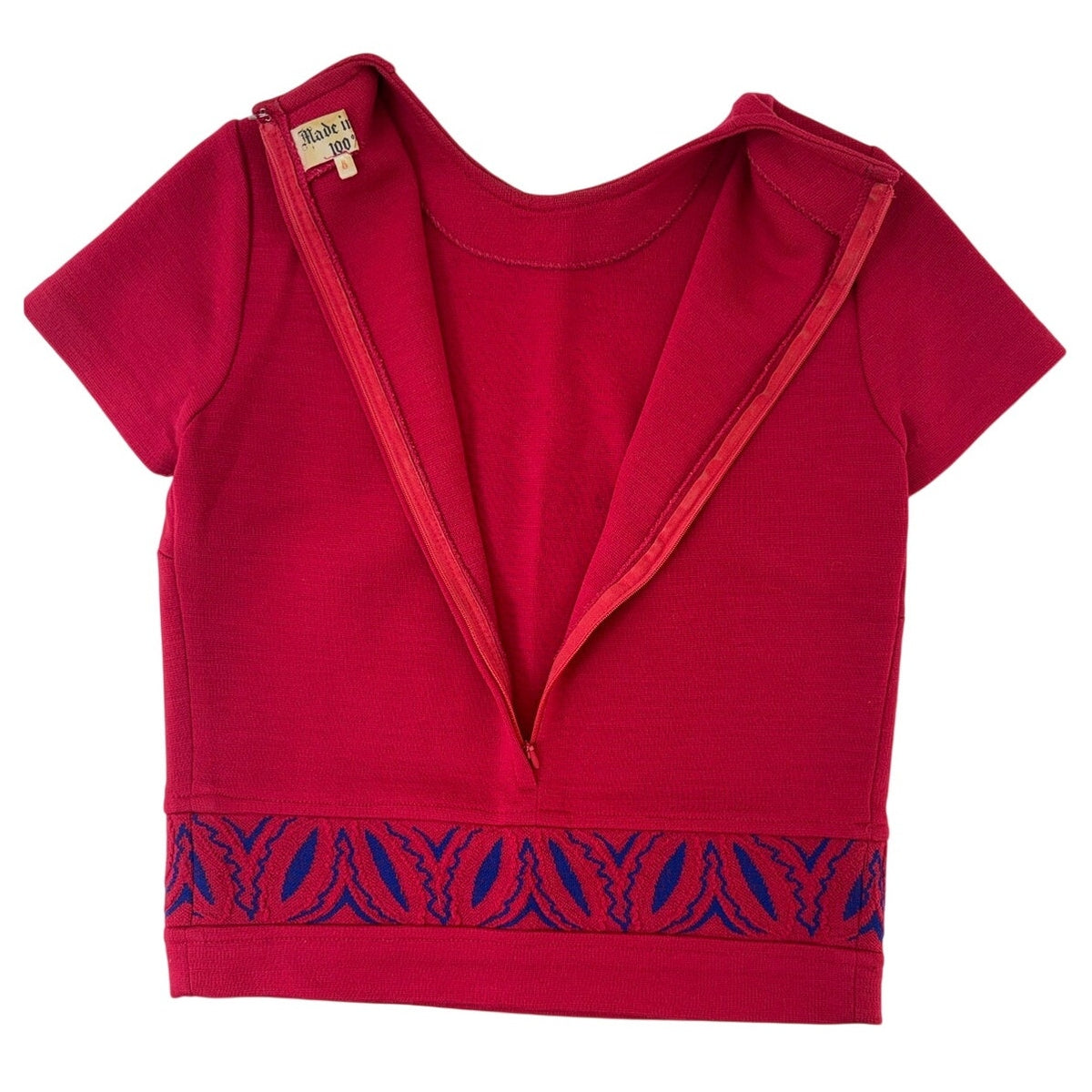 Vintage 60s Women's 8 Couture Imports Red Wool Belgium Knit 3 Pc Skirt Suit Set