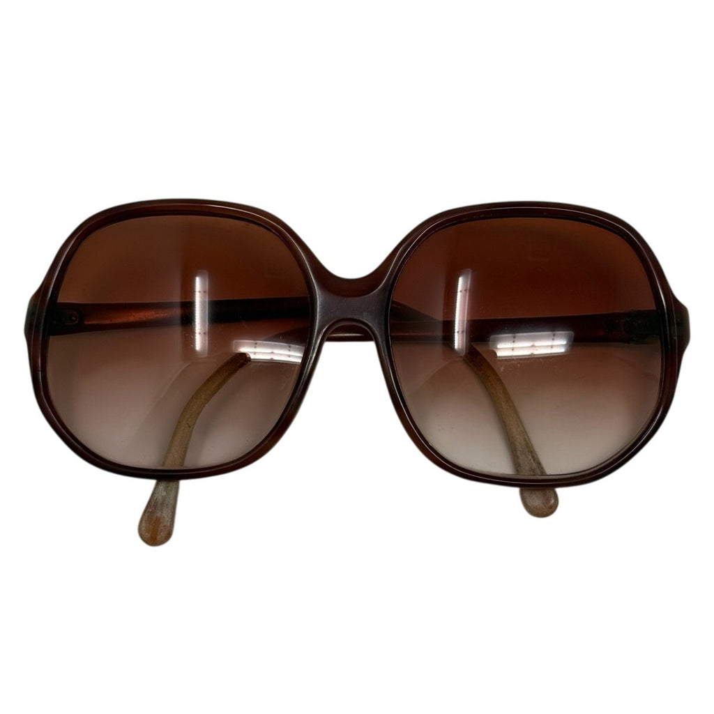 Vintage 80s Women's Oversized Brown Gradient Sunglasses Retro Fashion Shades