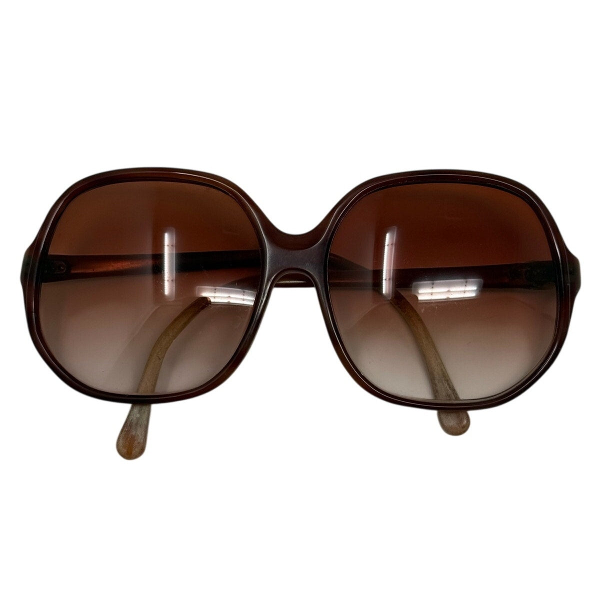 Vintage 80s Women's Oversized Brown Gradient Sunglasses Retro Fashion Shades