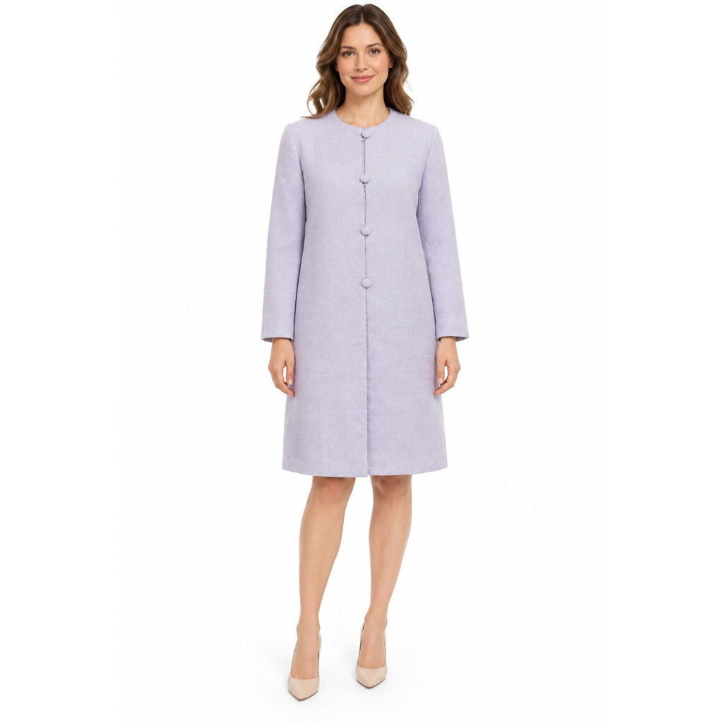Vintage 70s Home Sewn Lavender Bouclé Dress Jacket Set Women’s XS
