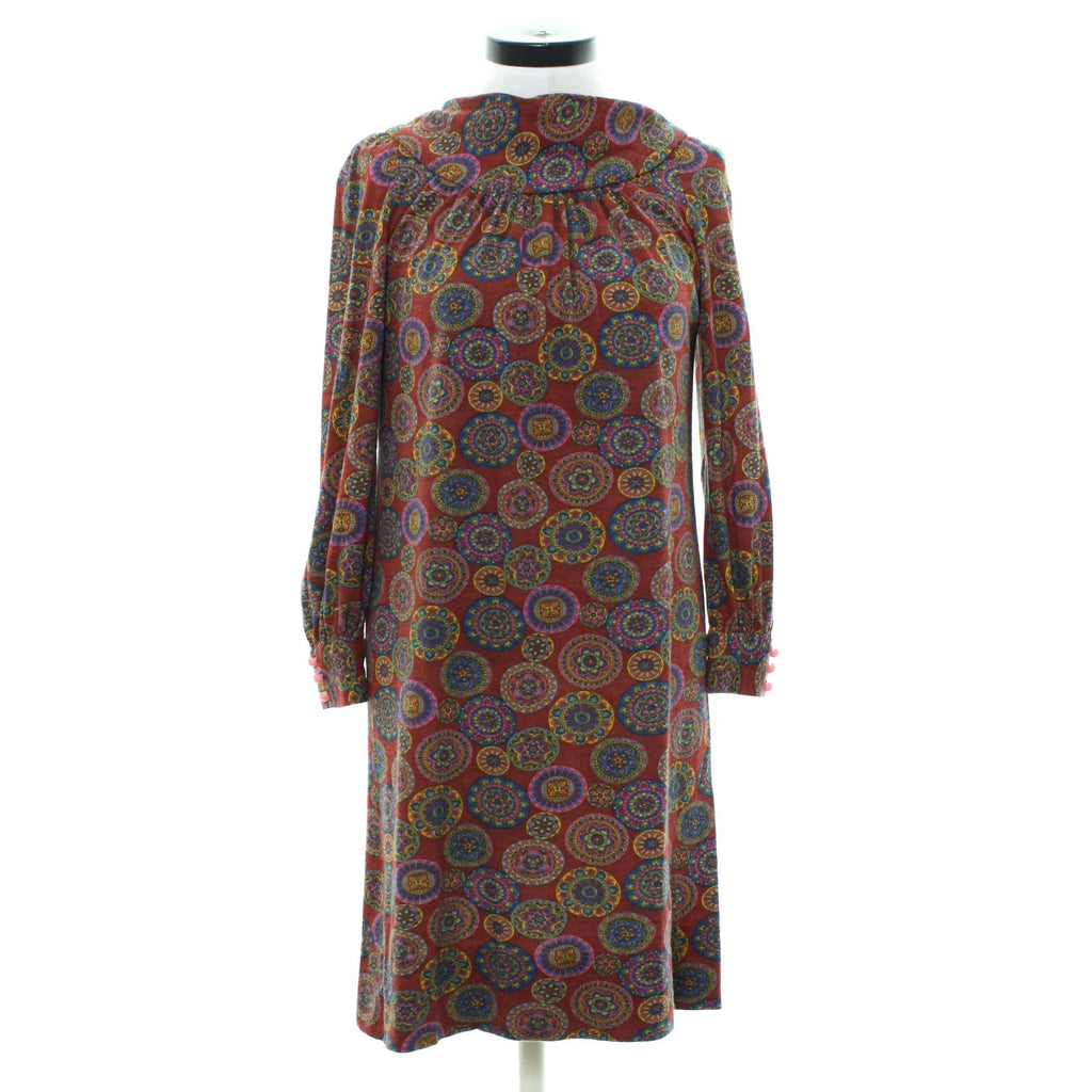 Vintage 1970s Psychedelic Circle Print Long Sleeve Dress Women's Small