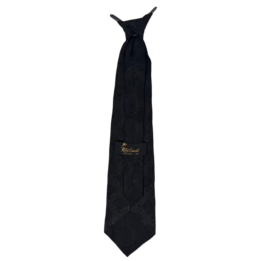 Vintage 70s Mitzi Cravat Black Geometric Clip-On Tie Mens One Size 3.75”