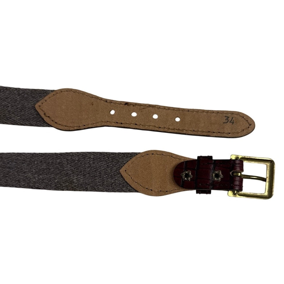 Vintage Dark Brown Embossed Belt with Gold Tone Buckle 33-35 Waist