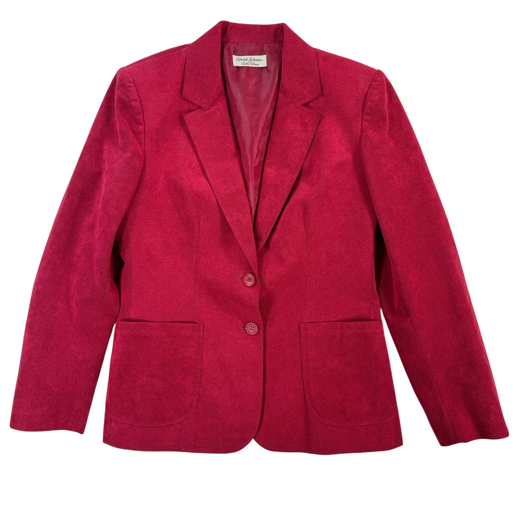 Vintage 70s Women's Medium Skirt Suit Lilli Ann Ultrasuede Fuchsia Red Union