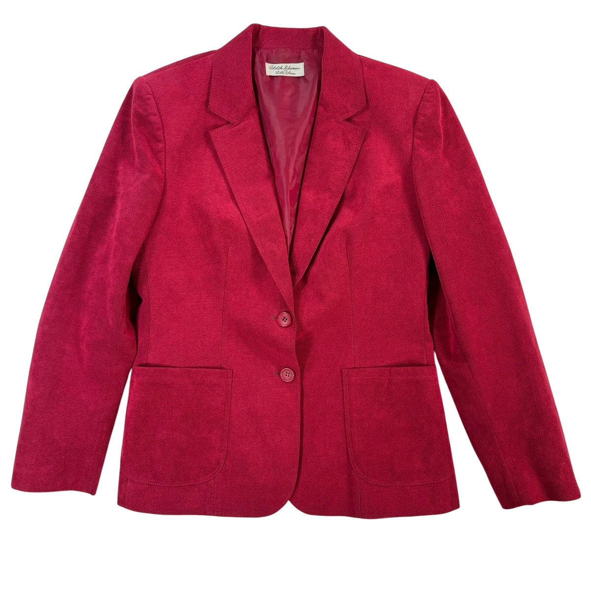 Vintage 70s Women's Medium Skirt Suit Lilli Ann Ultrasuede Fuchsia Red Union