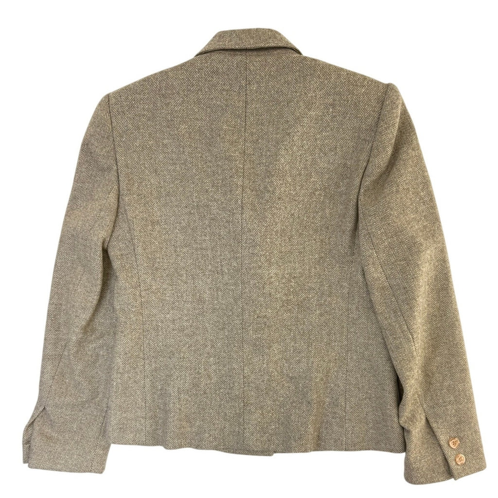 Vintage 80s Savile Wool Tweed Skirt Suit USA Women's Size 4 Beige Herringbone