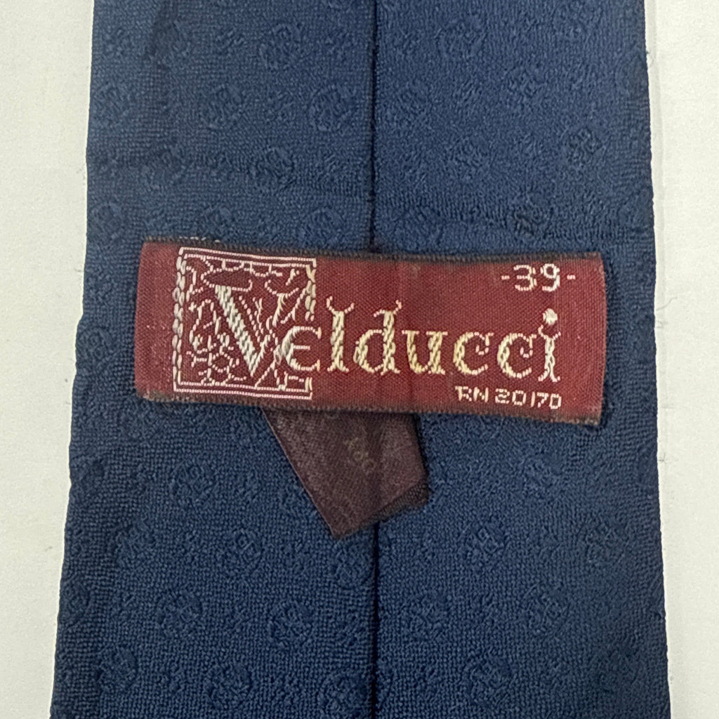 Vintage 60s Velducci Navy Textured Polyester Tie Slim 3.25"