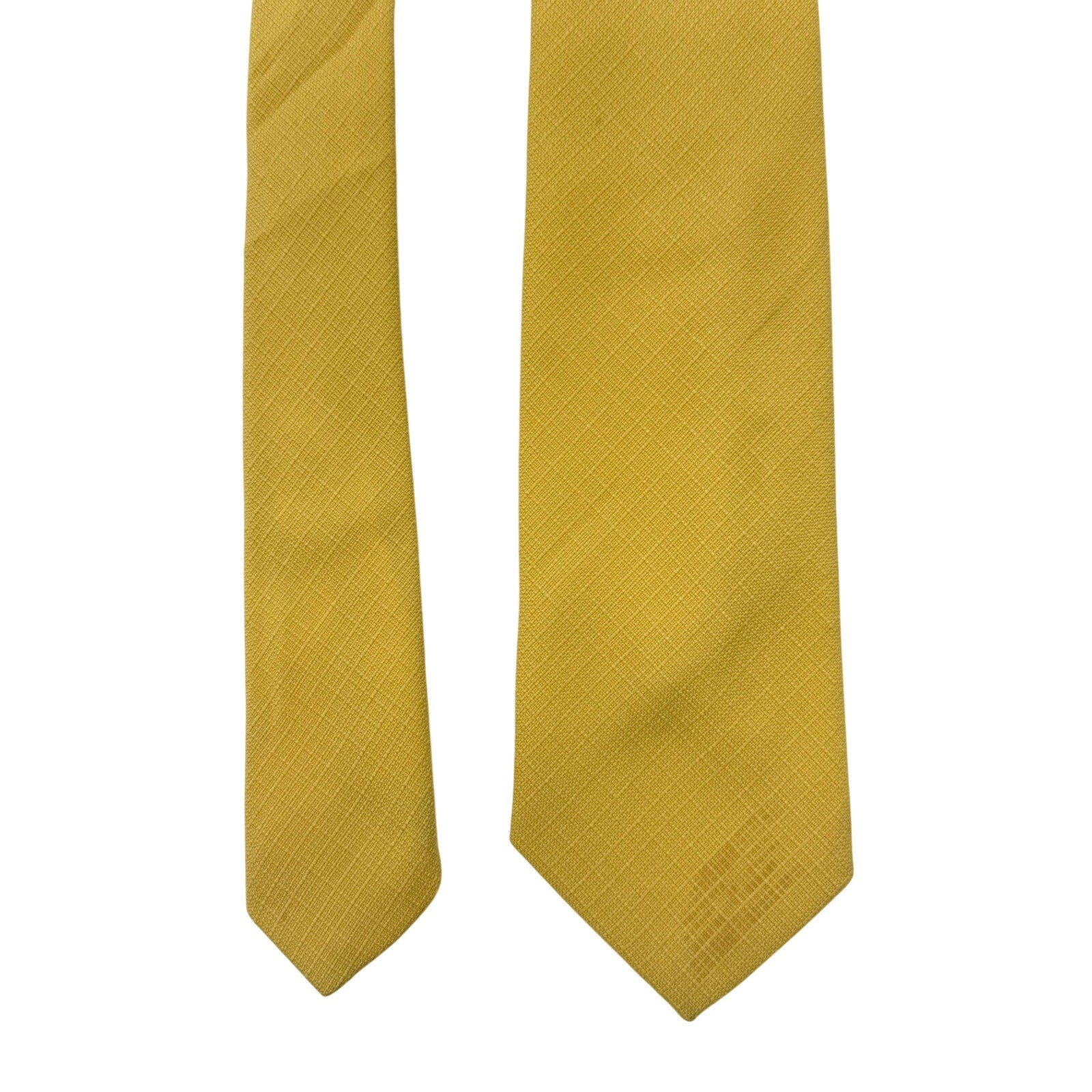 Vintage 1960s Sunny Yellow Textured Polyester Skinny Tie 3" Wide
