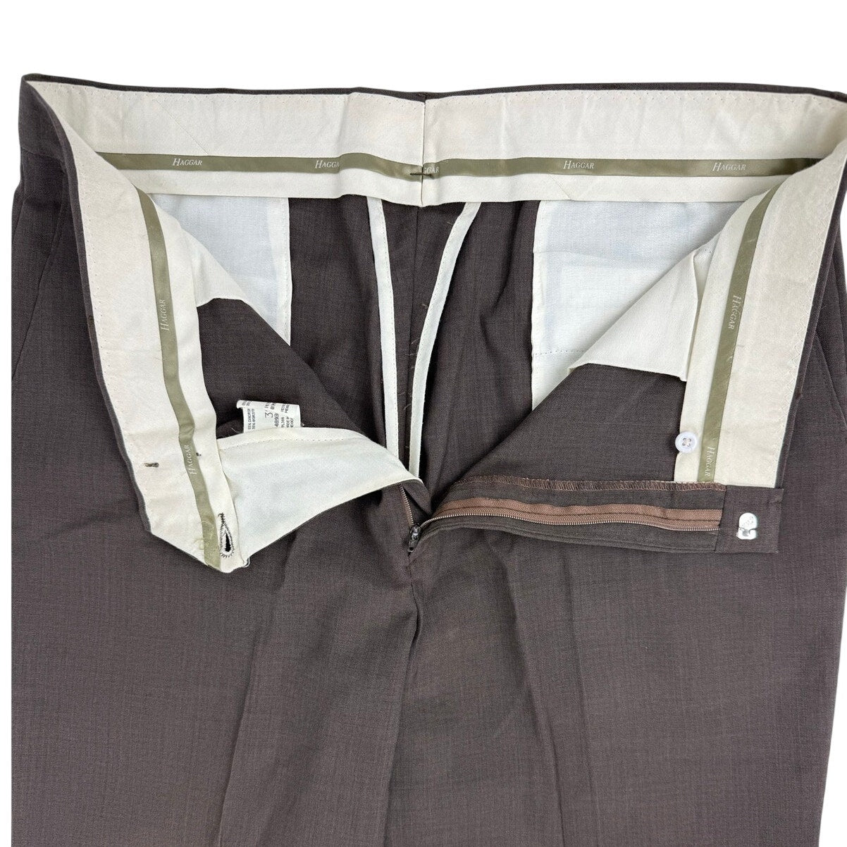 Vintage 1990s Haggar Men's Brown Wool Blend Dress Pants 38x28