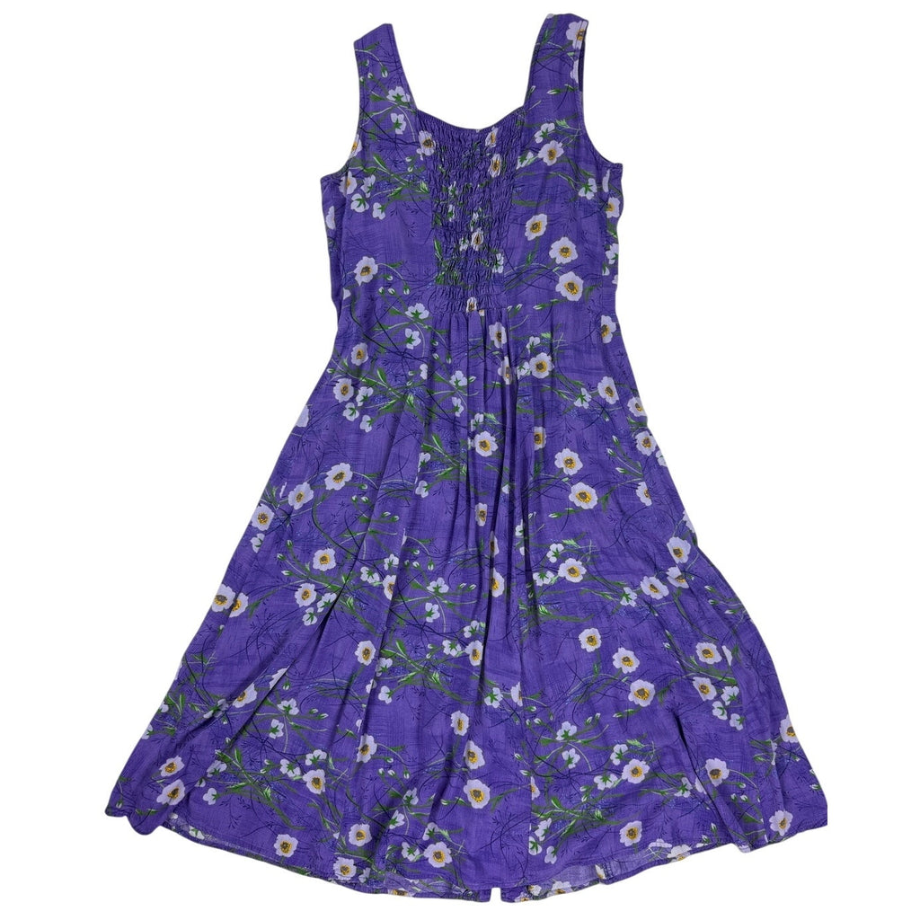 Vintage 90s BFA Classics Purple Rayon Button Front Midi Dress Womens Small