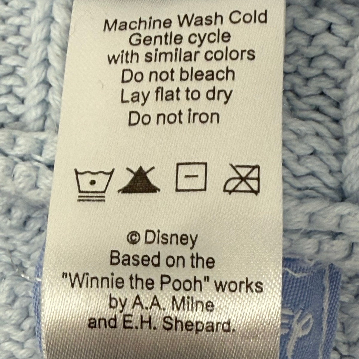 Vintage 00s Disney Winnie the Pooh Baby 0-6 Months Hooded Zip Sweater Blue