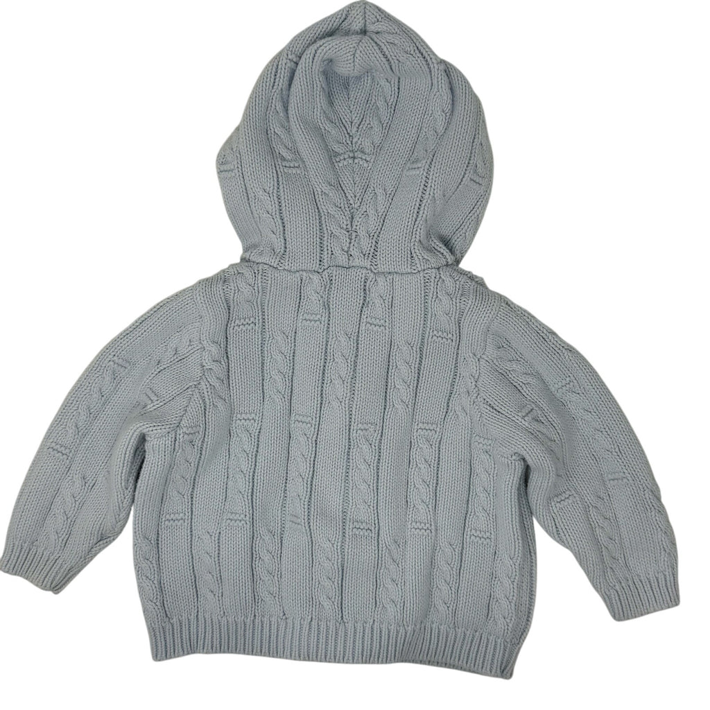 Vintage 00s Disney Winnie the Pooh Baby 0-6 Months Hooded Zip Sweater Blue