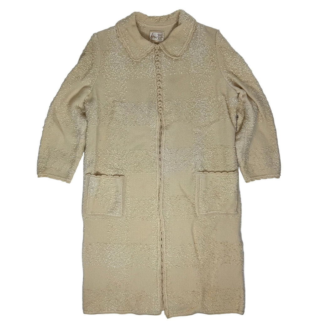 Vintage 1960s Lipman Talk of the Town Women's Medium Boucle Knit Jacket Beige