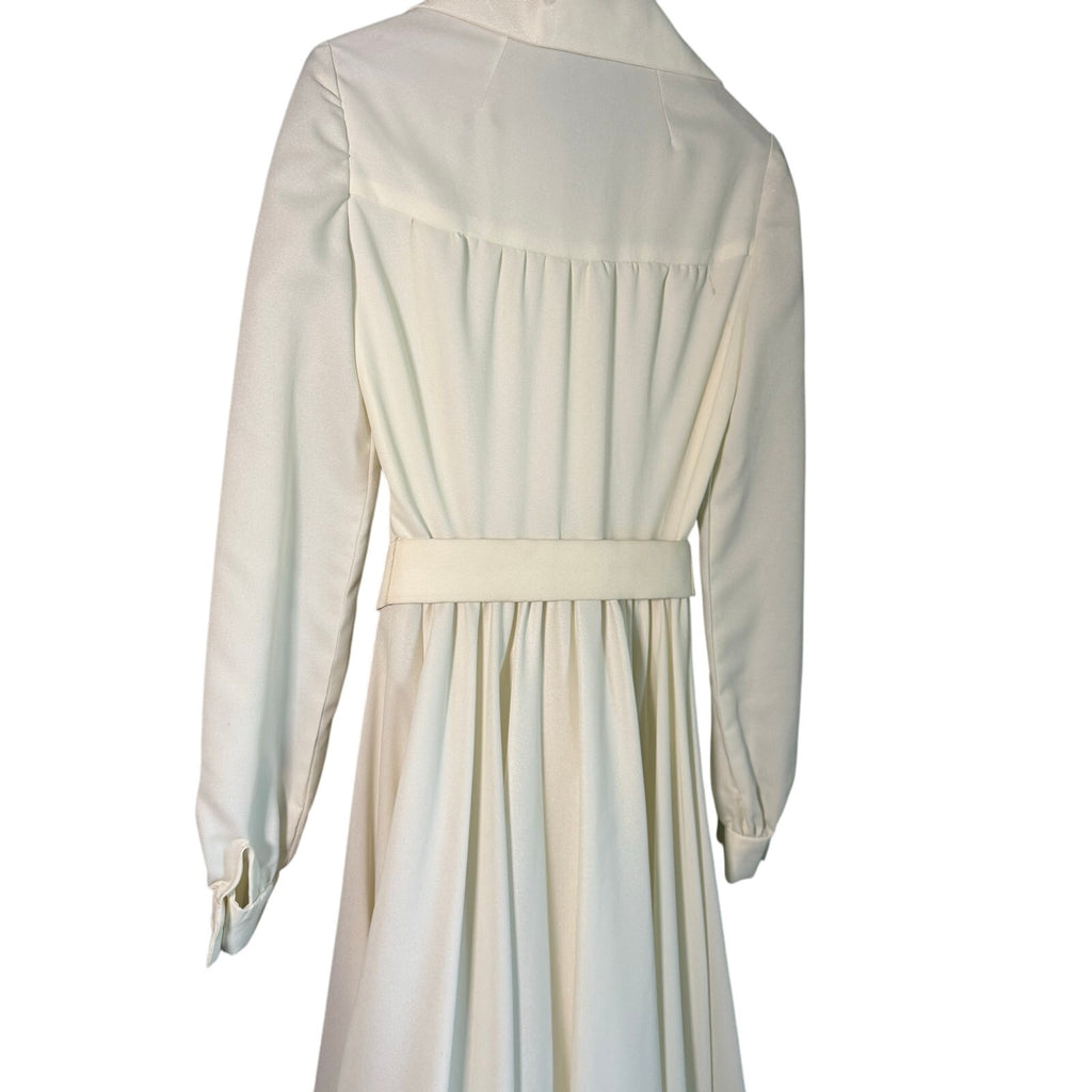 Vintage 70s Women's XS Maxi Dress Rosette Vogue Americana Cream Belted