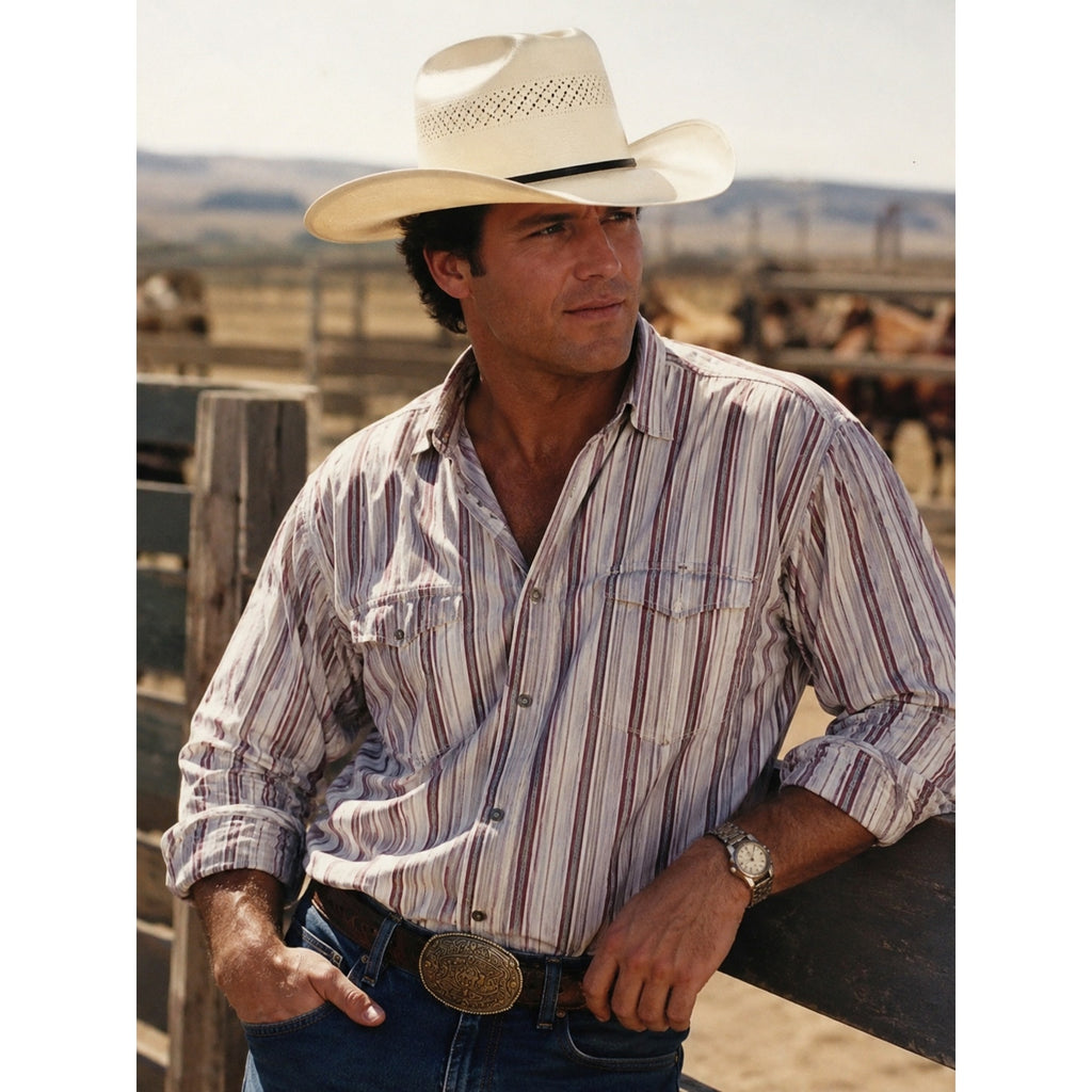 Vintage 90s Cowboy Canvas Western Cowboy Hat Cream White Vented Brim Adult Mens