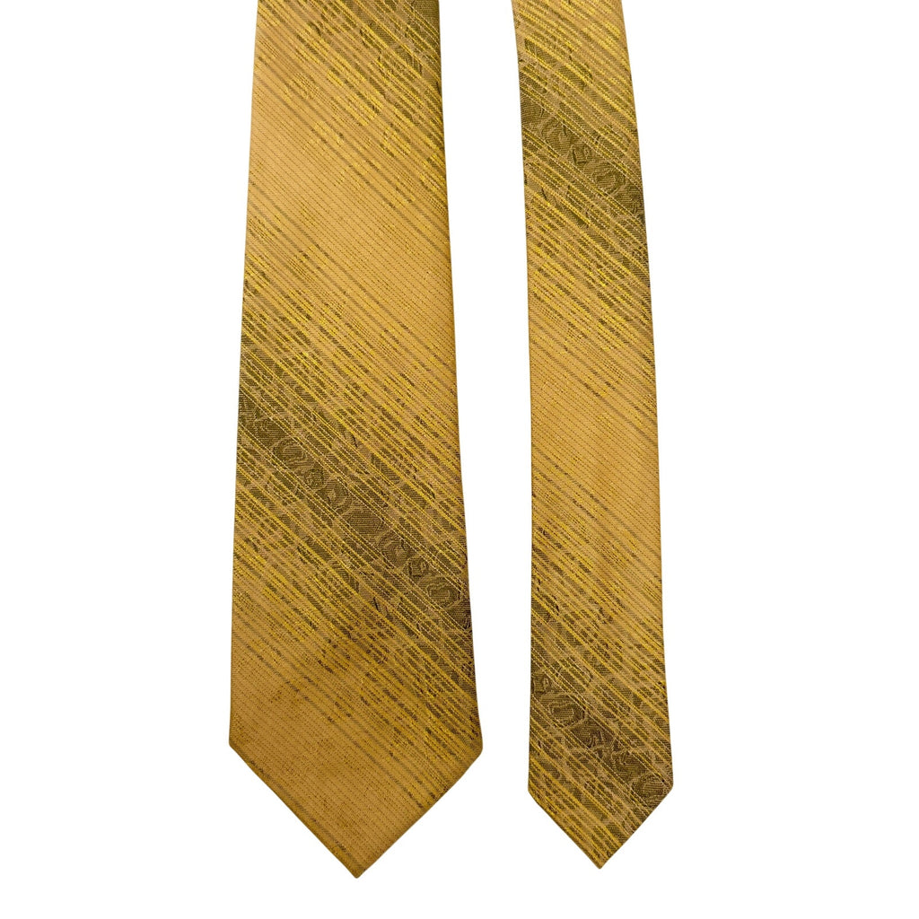 Vintage 1960s Fashion Craft Brown Gold Terylene Polyester Skinny Tie