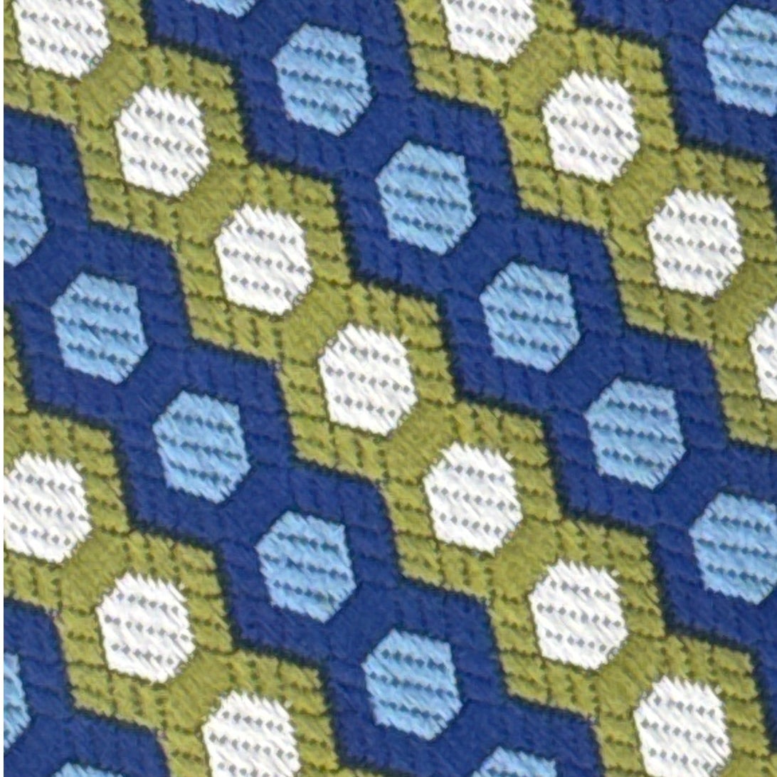 Vintage 70s Men's Tie Towncraft Geometric Necktie Avocado Blue Polyester