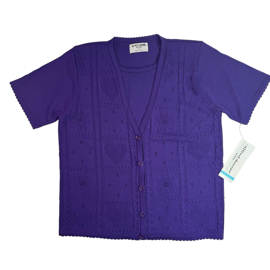 Vintage 90s Women's Large Pettie Purple Sweater Shirt Alfred Dunner Made in USA
