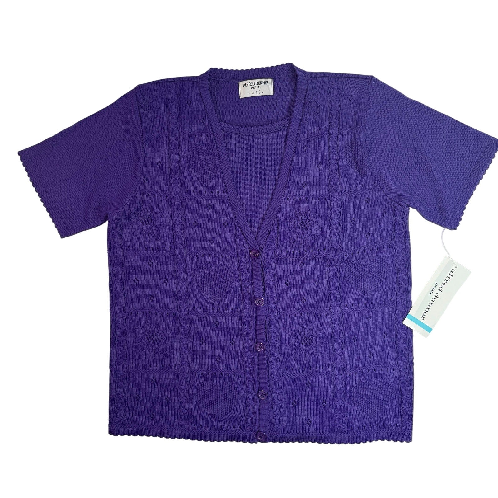 Vintage 90s Women's Large Pettie Purple Sweater Shirt Alfred Dunner Made in USA