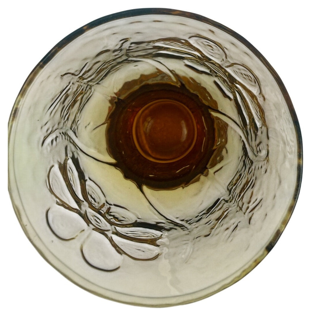 Vintage Libbey Country Garden Daisy Amber 4" Tumblers Glasses Set of 7