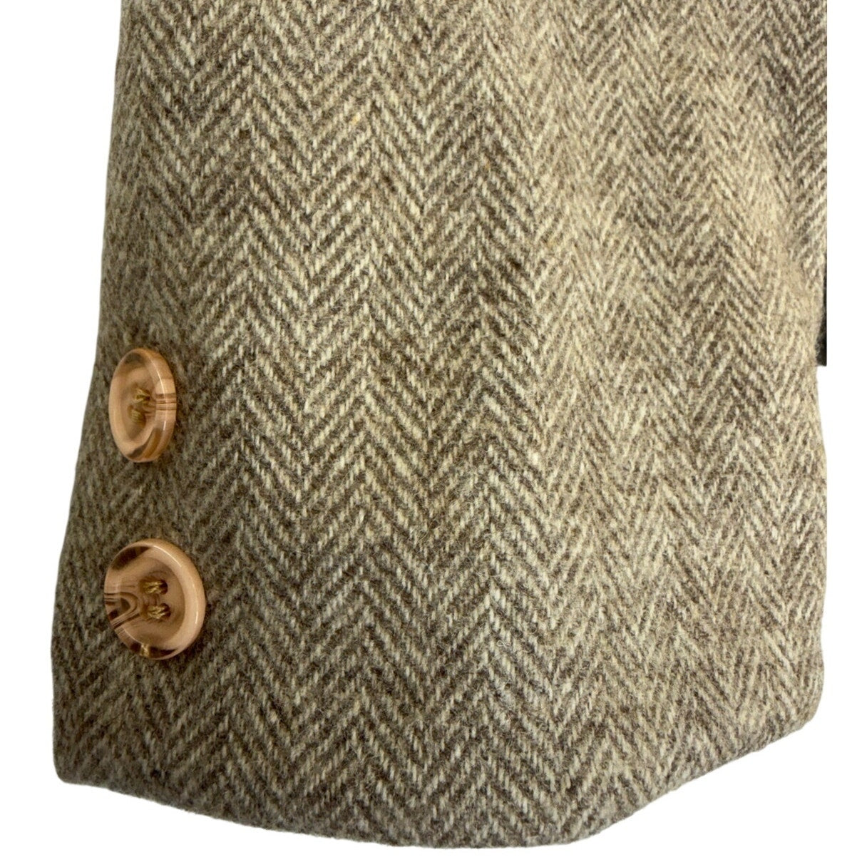 Vintage 80s Savile Wool Tweed Skirt Suit USA Women's Size 4 Beige Herringbone