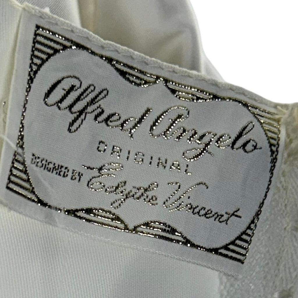 Vintage 1960s Women's XS Alfred Angelo Satin Lace Wedding Dress w Train