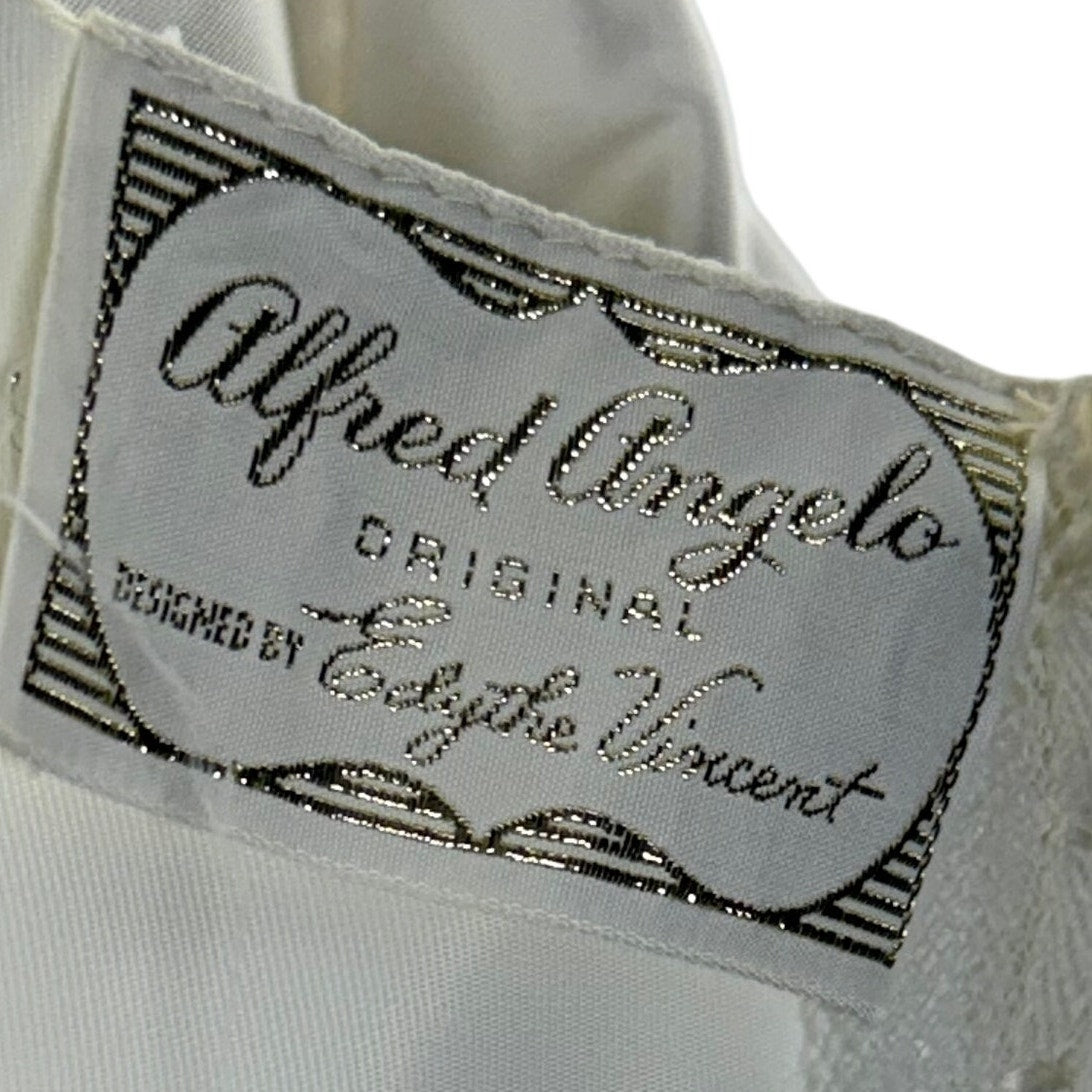 Vintage 1960s Women's XS Alfred Angelo Satin Lace Wedding Dress w Train