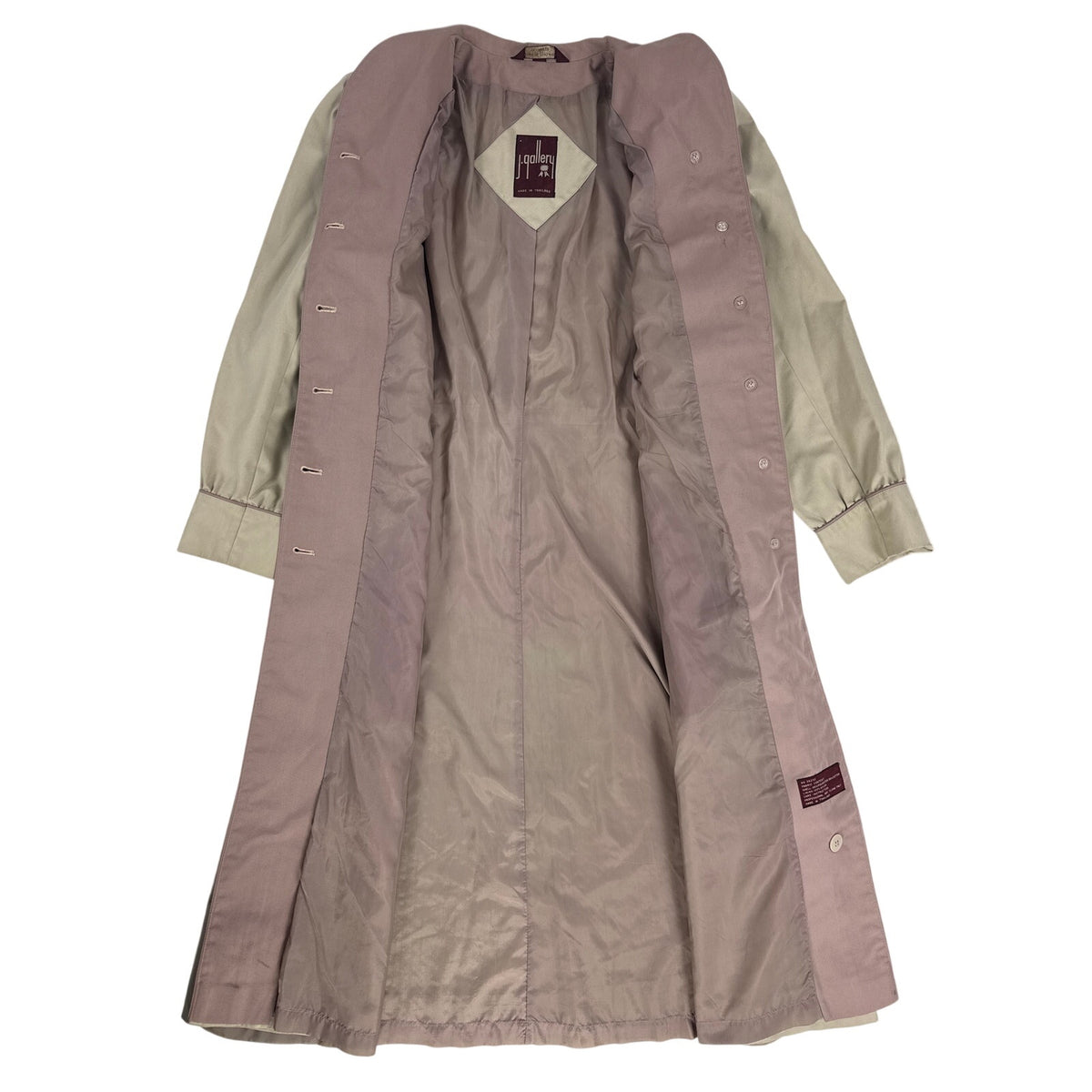 Vintage 80s J. Gallery Khaki Belted Trench Coat Women’s 10/11