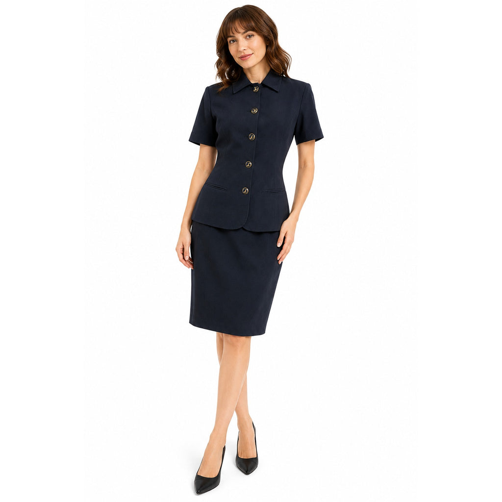 Vintage 80s Murphy and Hartelius Navy Skirt Suit Set 6R 8A Career Office USA