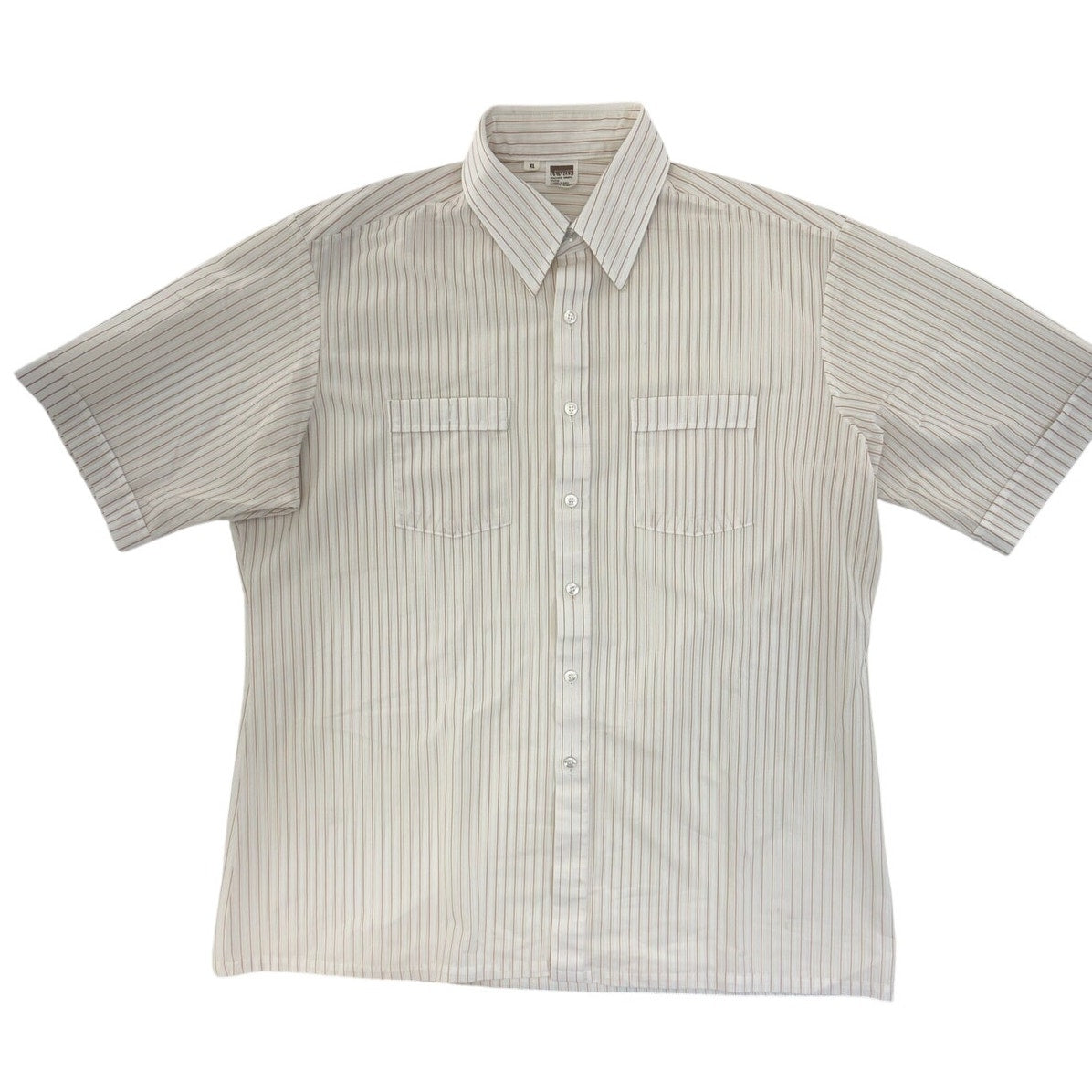 Vintage 80s White Gold Pinstripe Button Down Short Sleeve Shirt Men's XL