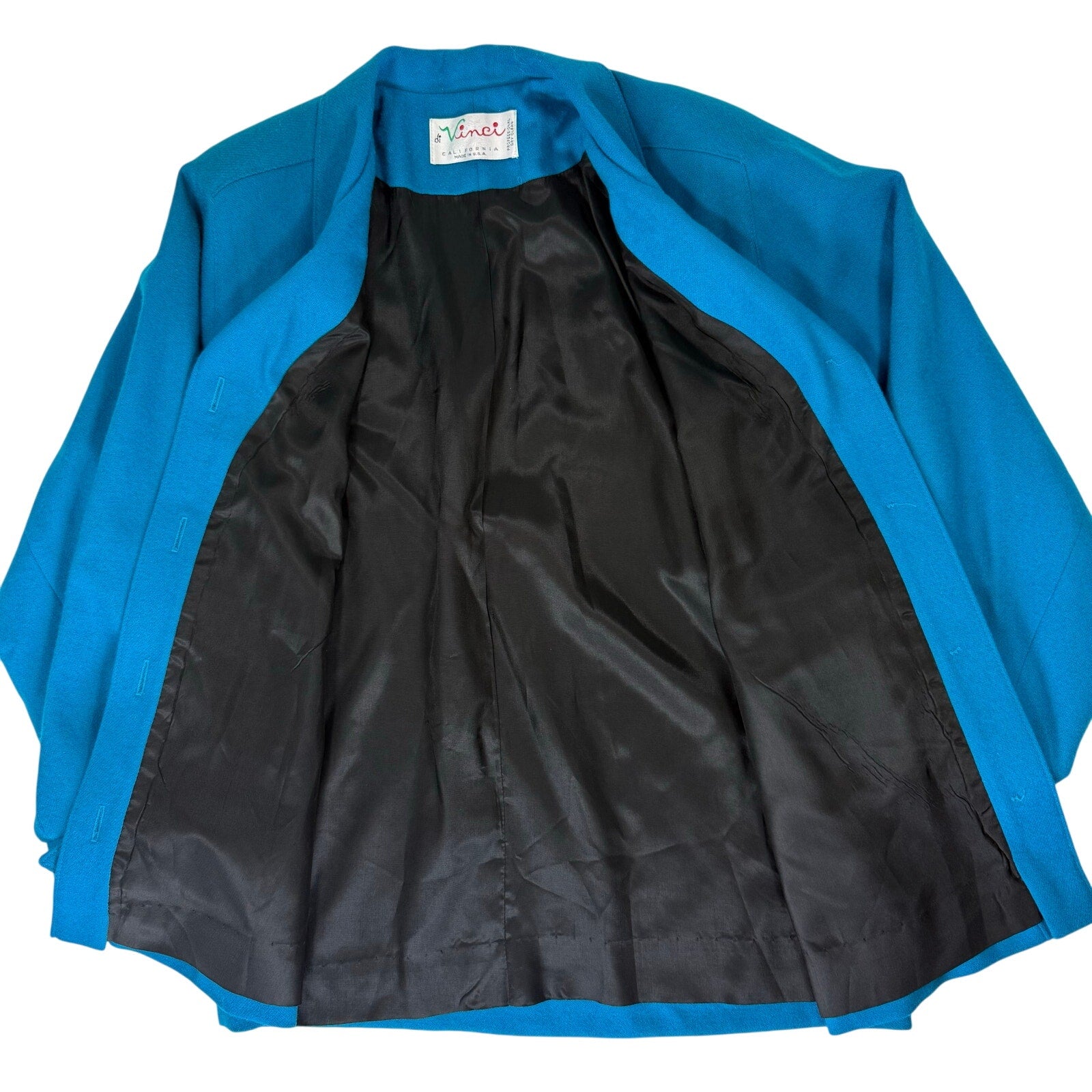 Vintage 70s Women's Large Blue Blazer by  diVinci California Lined Made in USA