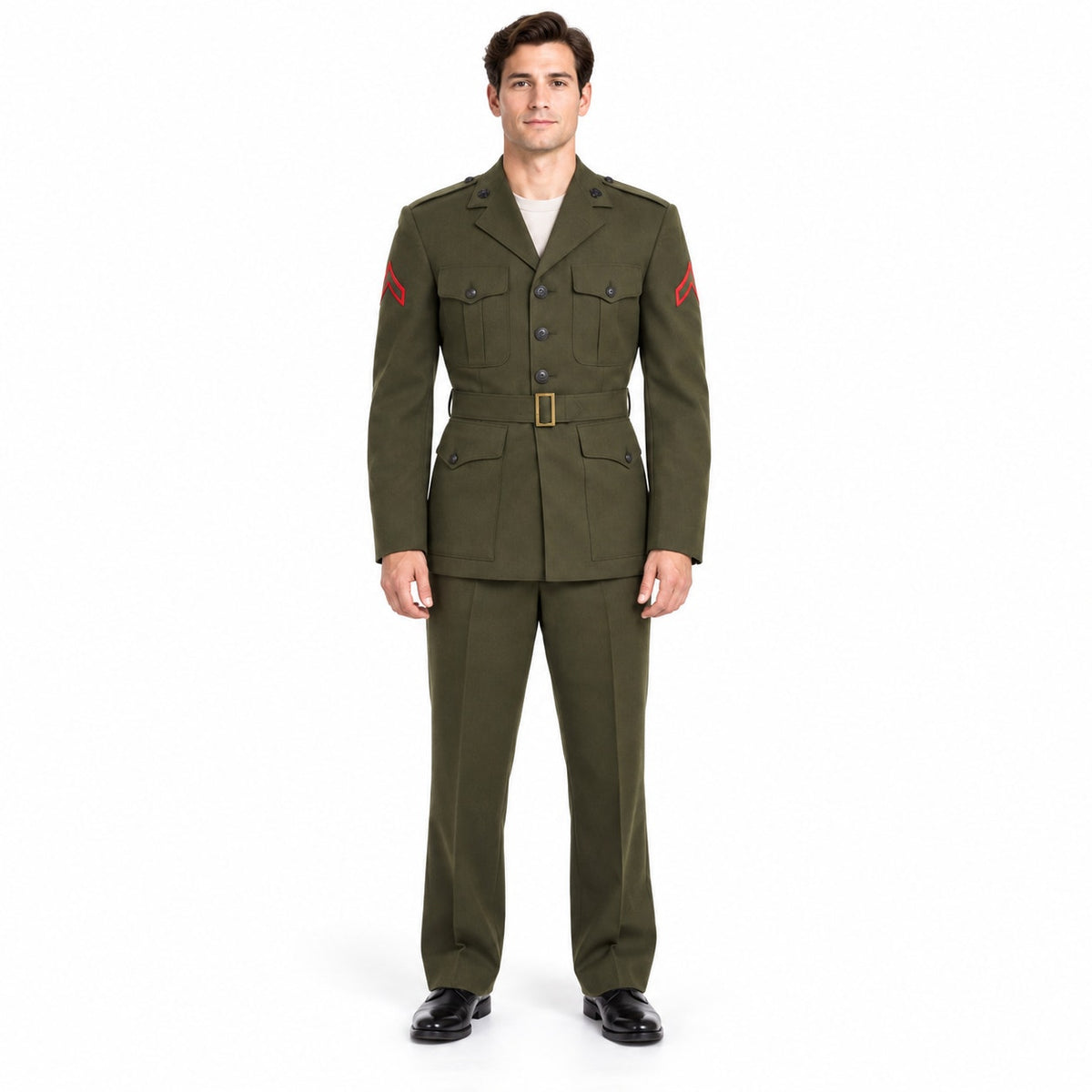 Vintage 80s USMC Olive Green Wool Service Alpha Uniform Suit Men’s 38