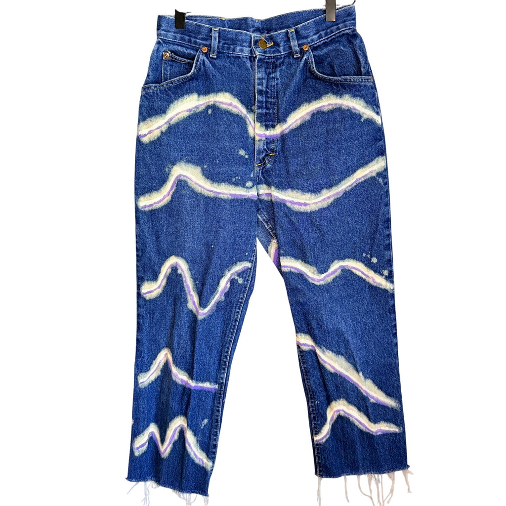 Vintage Y2K Women's 28 Jeans Lee Lightning Bleach Cropped High Rise