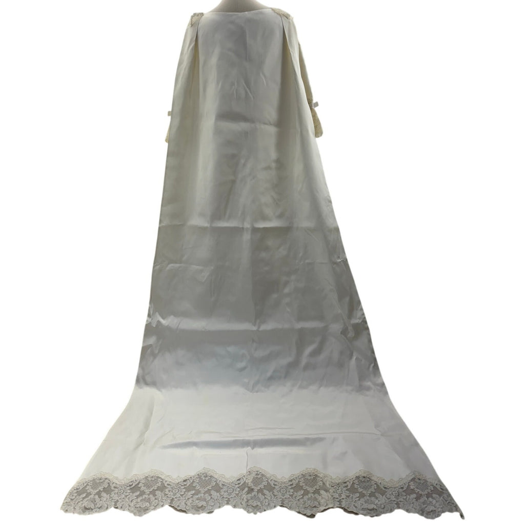 Vintage 1960s Women's XS Alfred Angelo Satin Lace Wedding Dress w Train